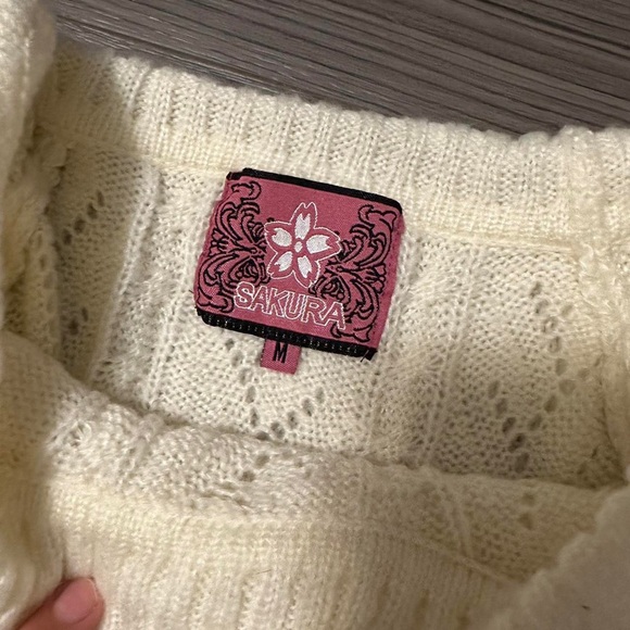 🌥️Sakura off the shoulder half sleeve knitted sweater - Picture 3 of 4